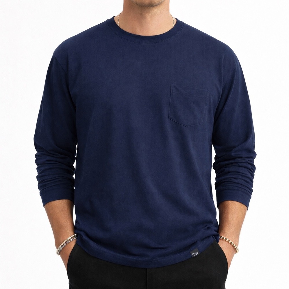 GORUCK Tough Tee 365 Navy Blue Long Sleeve Pocket T-Shirt Made in USA Mens Large